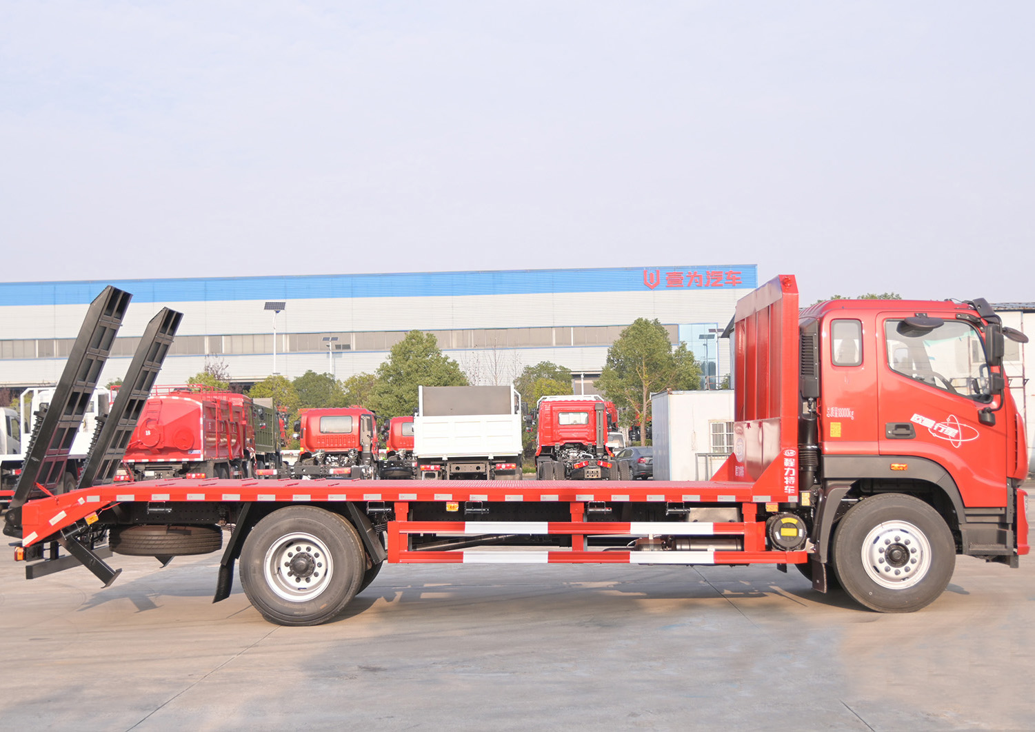 福田歐曼行星單橋平板運輸車清障車，可拉10-16噸圖片3